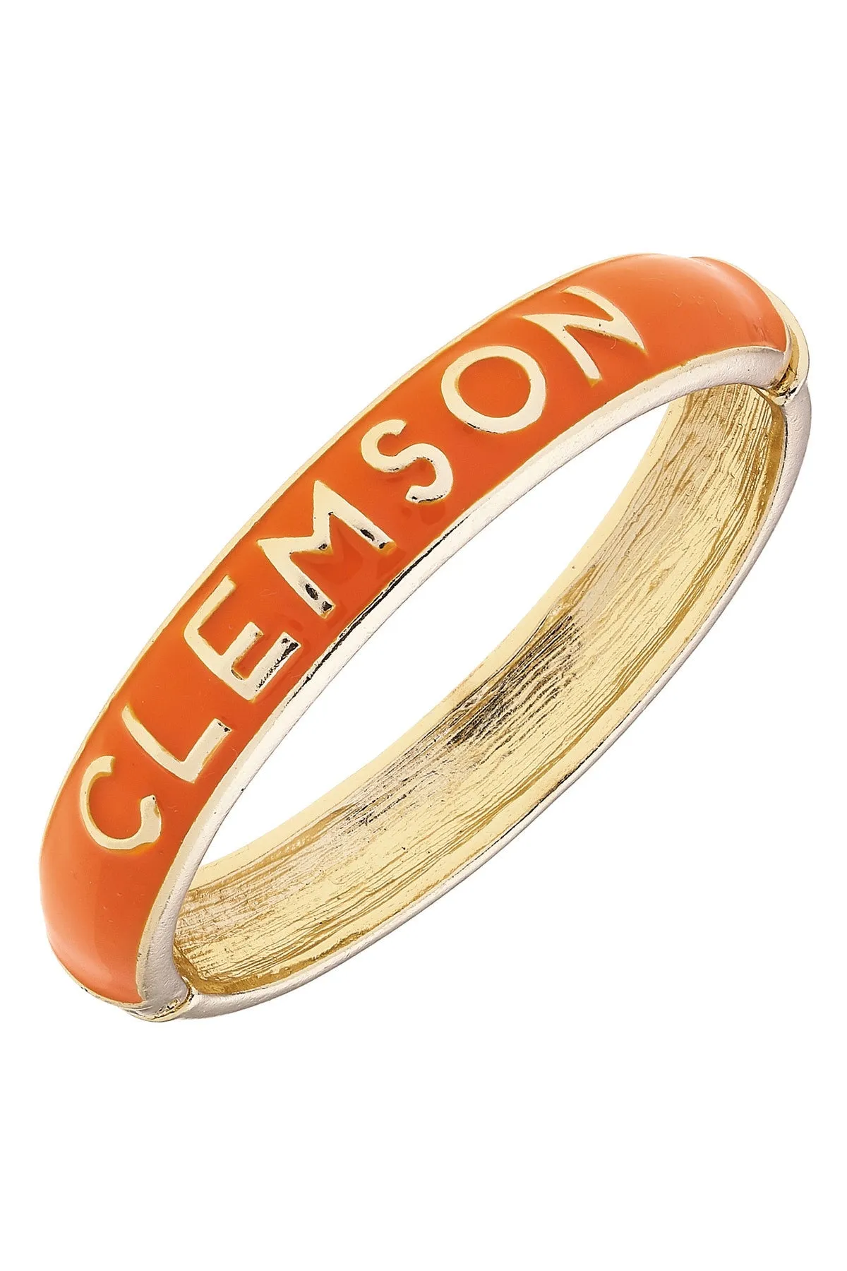 Clemson Tigers Sculpted Enamel Hinge Bangle in Orange sold by Canvas Style