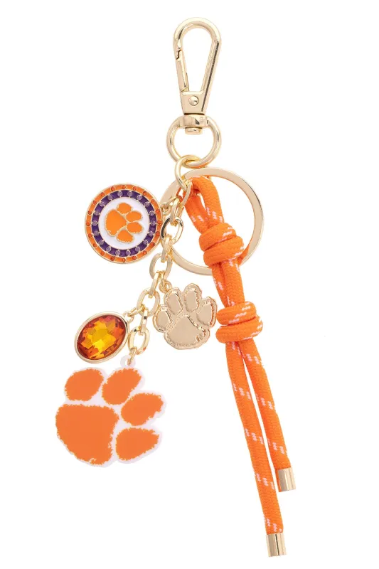Clemson Tigers Cluster Bag Charm in Orange & Shiny Gold sold by Canvas Style