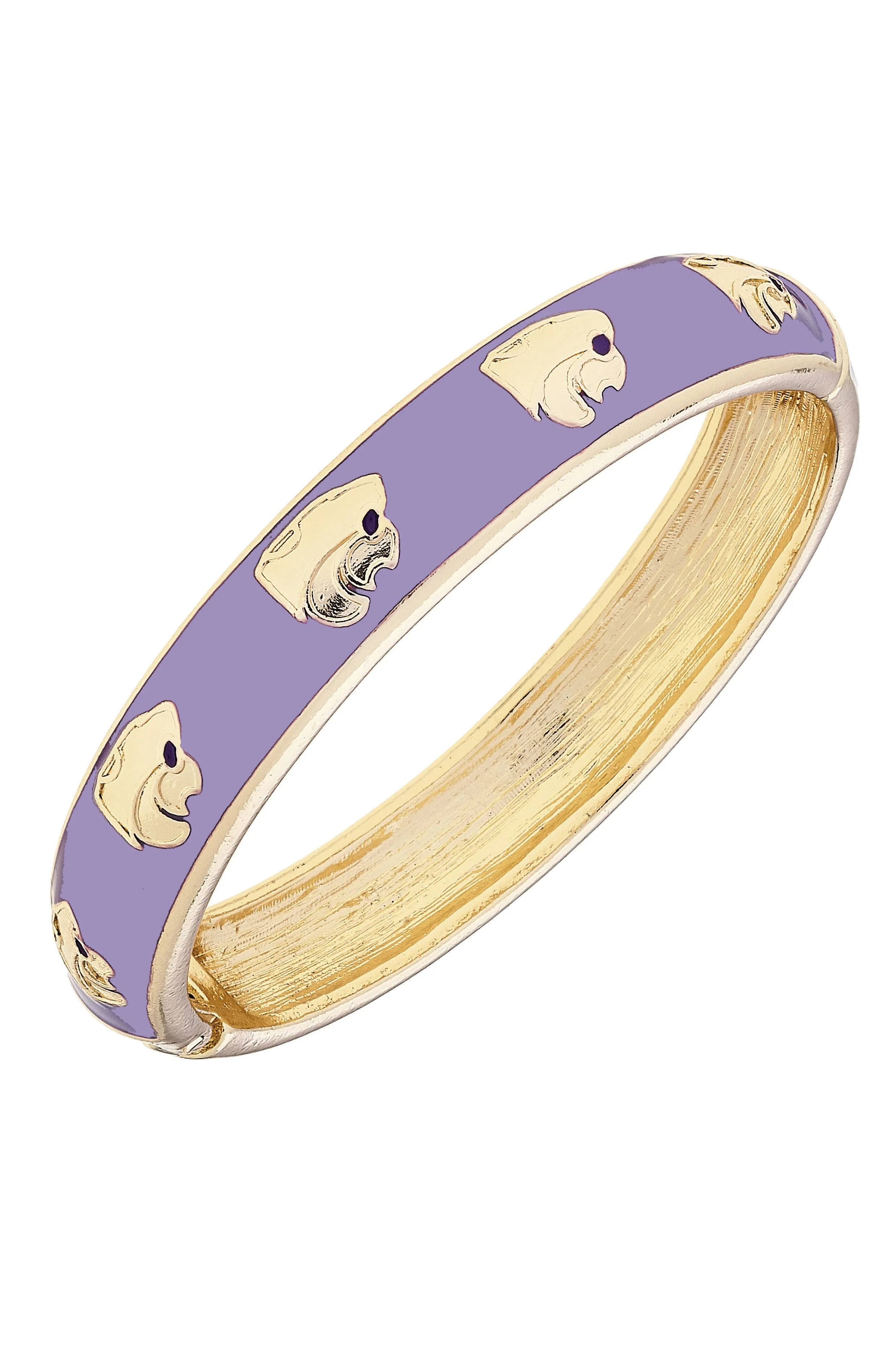 Kansas State Wildcats Sculpted Enamel Logo Hinge Bangle in Lilac sold by Canvas Style