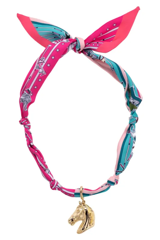 Derby Thoroughbred Scarf Necklace in Fuchsia sold by Canvas Style