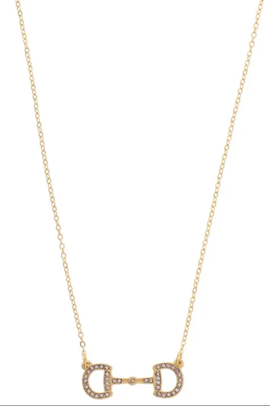 Queenie Pave Horsebit Necklace in Shiny Gold sold by Canvas Style