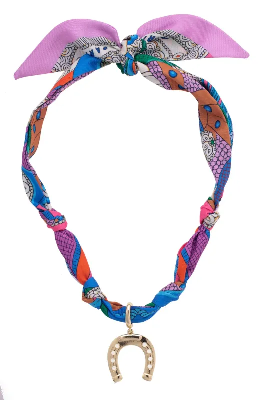 Lucky Horseshoe Scarf Necklace in Multi sold by Canvas Style
