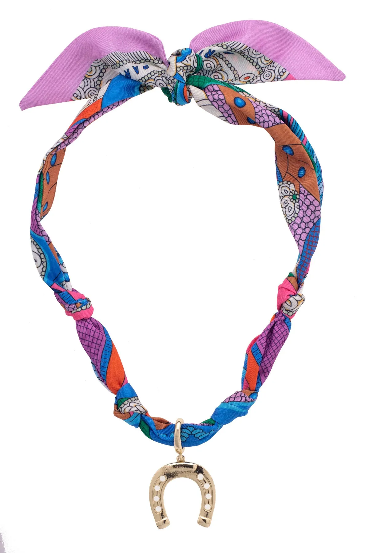 Lucky Horseshoe Scarf Necklace in Multi sold by Canvas Style