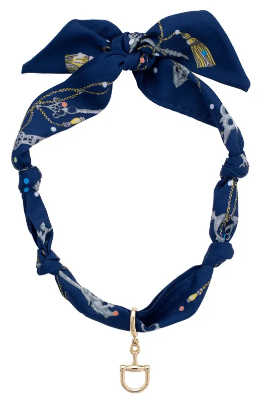 Cinnamon Horsebit Scarf Necklace in Navy sold by Canvas Style