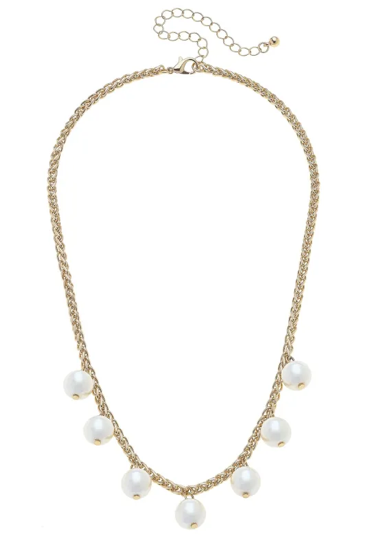 Harley Pearl Chain Necklace in Shiny Gold sold by Canvas Style