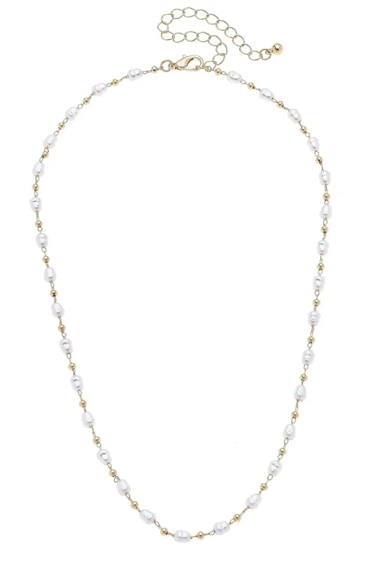 Aspen Delicate Pearl Layering Necklace in Ivory sold by Canvas Style