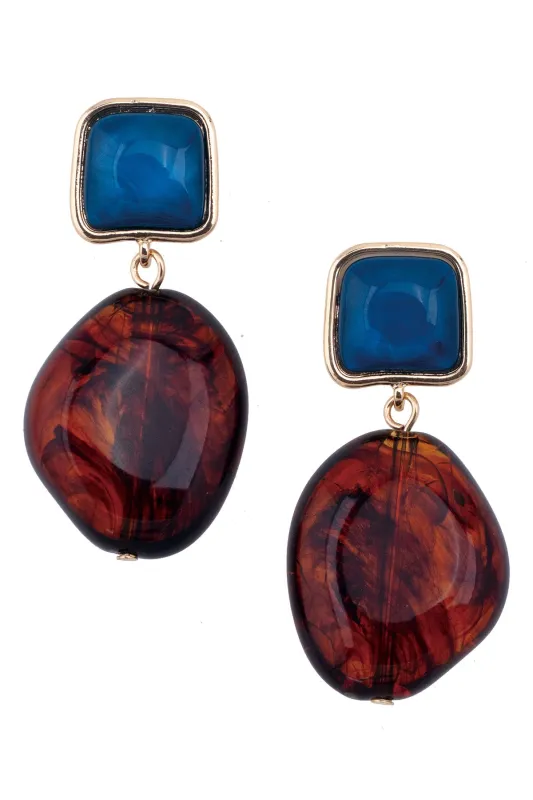 Gabby Tortoise & Resin Drop Earrings in Navy sold by Canvas Style
