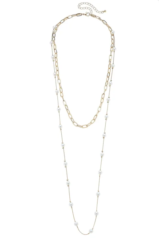Laguna 2-Row Layered Necklace in Shiny Gold sold by Canvas Style