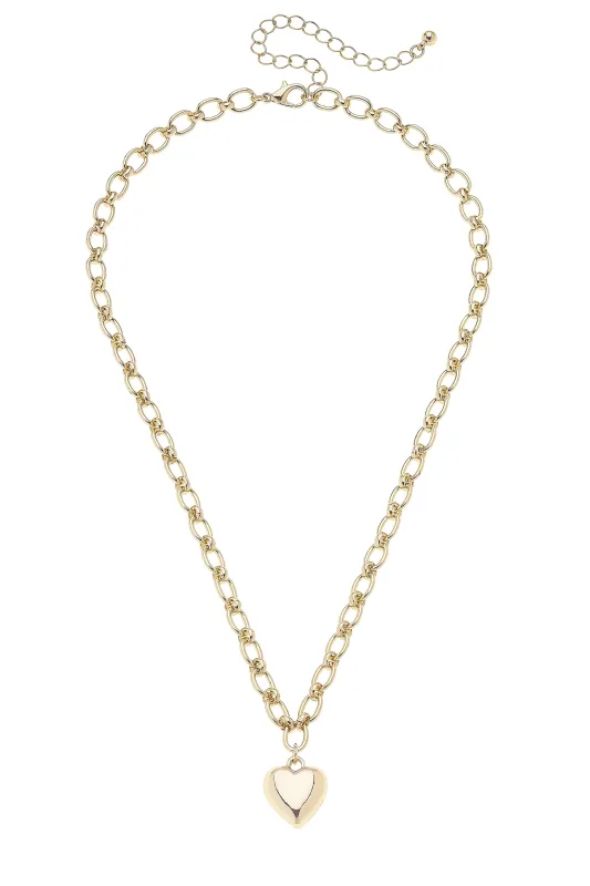 Charlotte Heart Necklace in Shiny Gold sold by Canvas Style