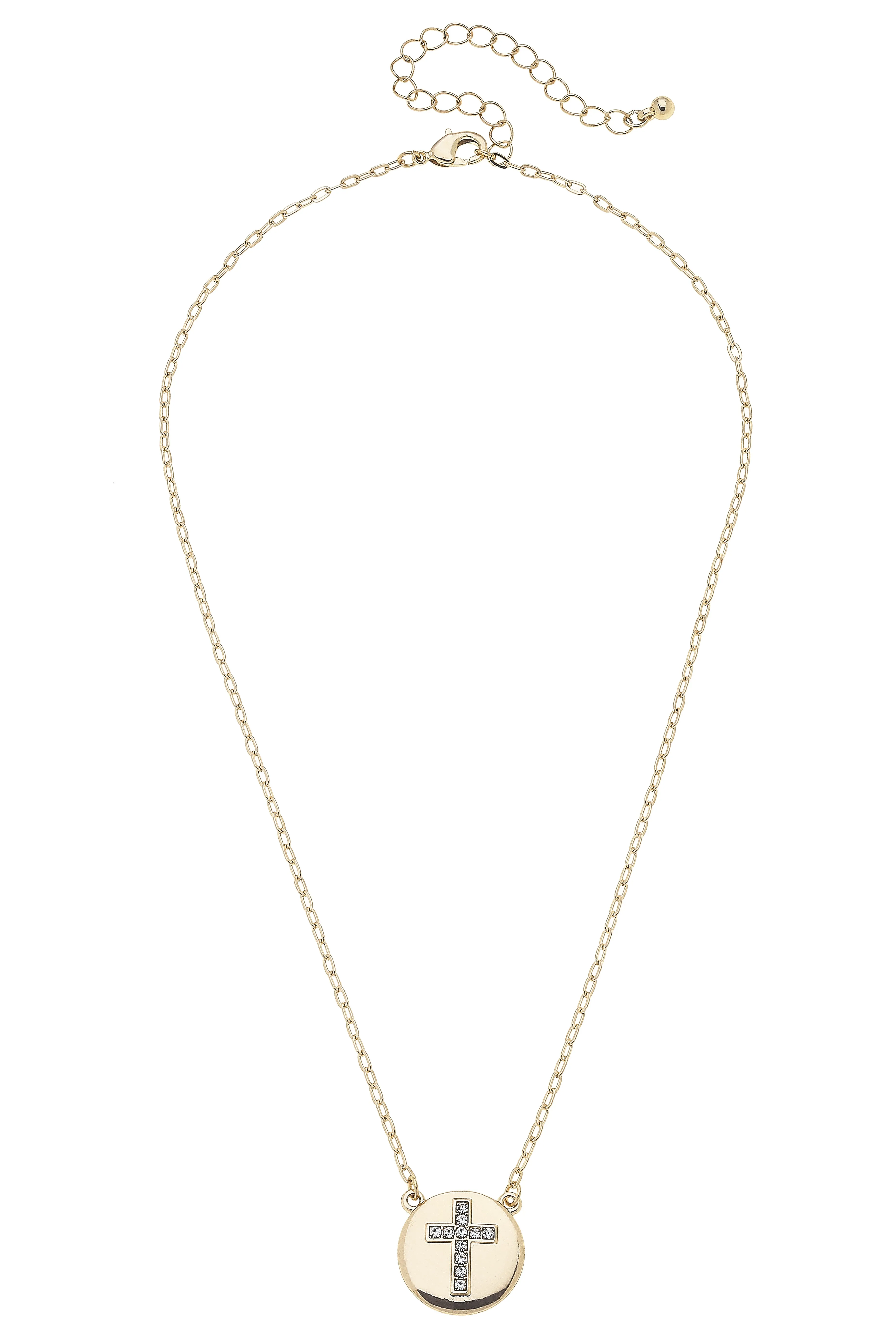 Catherine Pavé Cross Necklace in Shiny Gold sold by Canvas Style