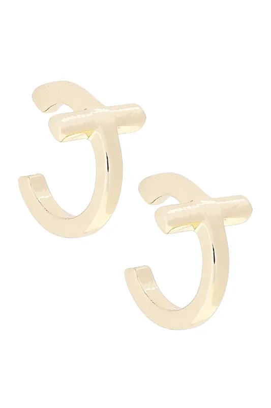 Josie Cross Mini Hoop Earrings in Shiny Gold sold by Canvas Style