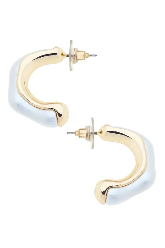 Luarena Organic Pearl Hoop Earrings in Ivory sold by Canvas Style