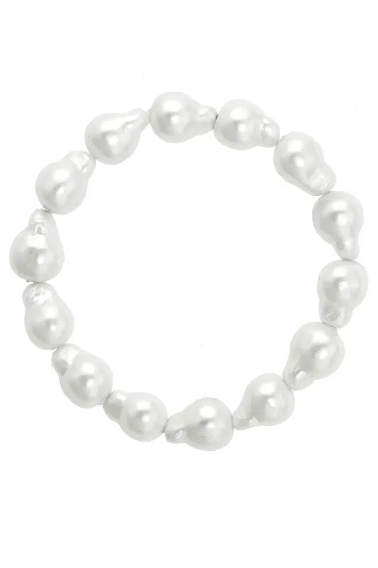 Darling Baroque Pearl Stretch Bracelet in Ivory sold by Canvas Style