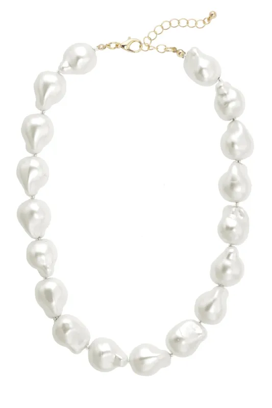 Darling Baroque Pearl Statement Necklace in Ivory sold by Canvas Style