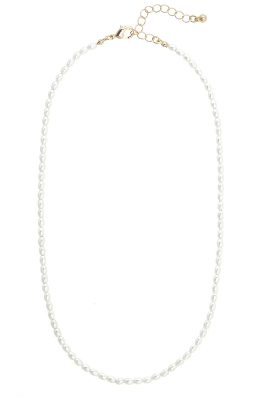 Thelma Mini Freshwater Pearl Beaded Necklace in Ivory sold by Canvas Style