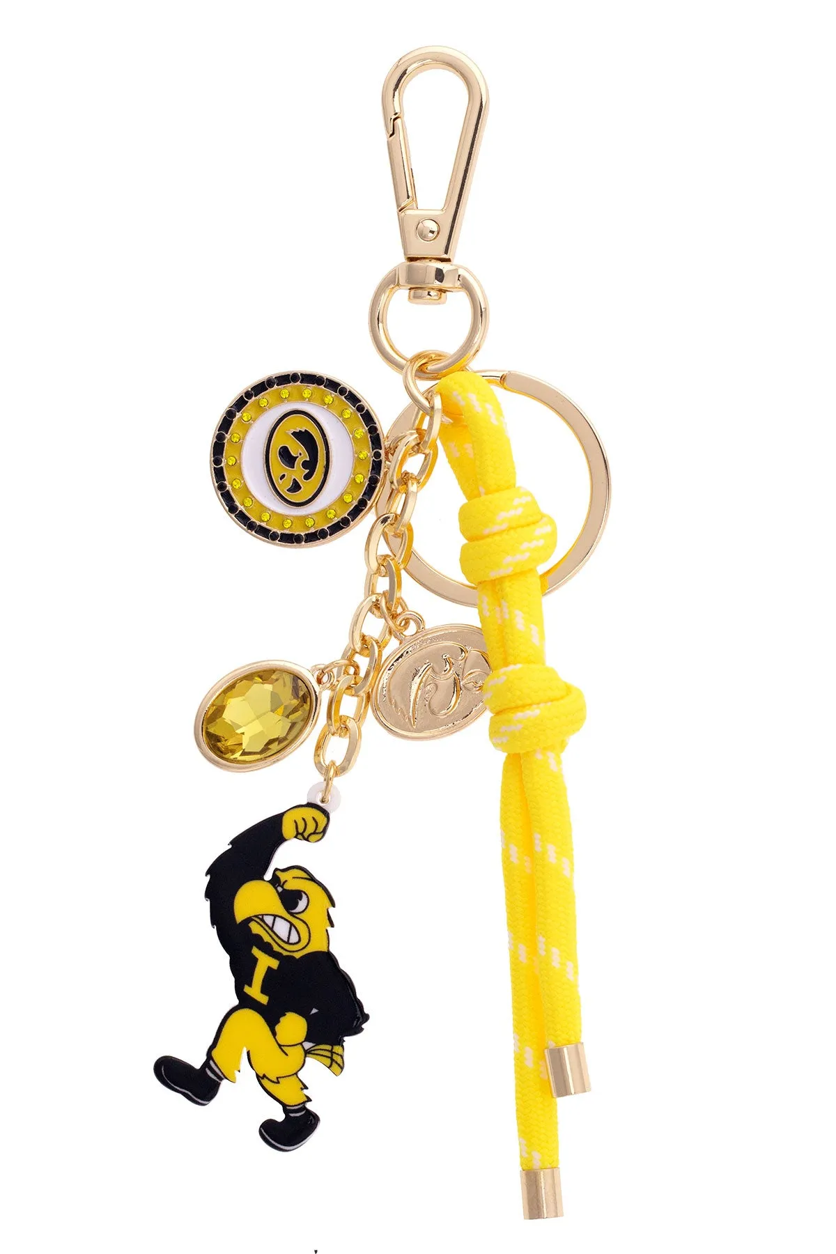 Iowa Hawkeyes Cluster Bag Charm in Gold & Shiny Gold sold by Canvas Style