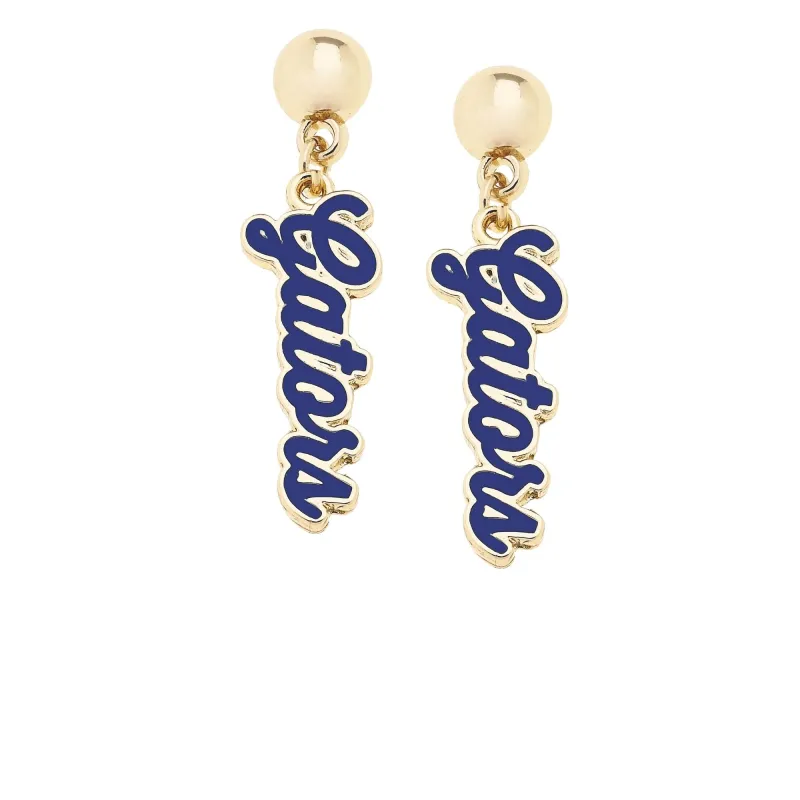 Florida Gators Enamel Script Earring in Shiny Gold sold by Canvas Style