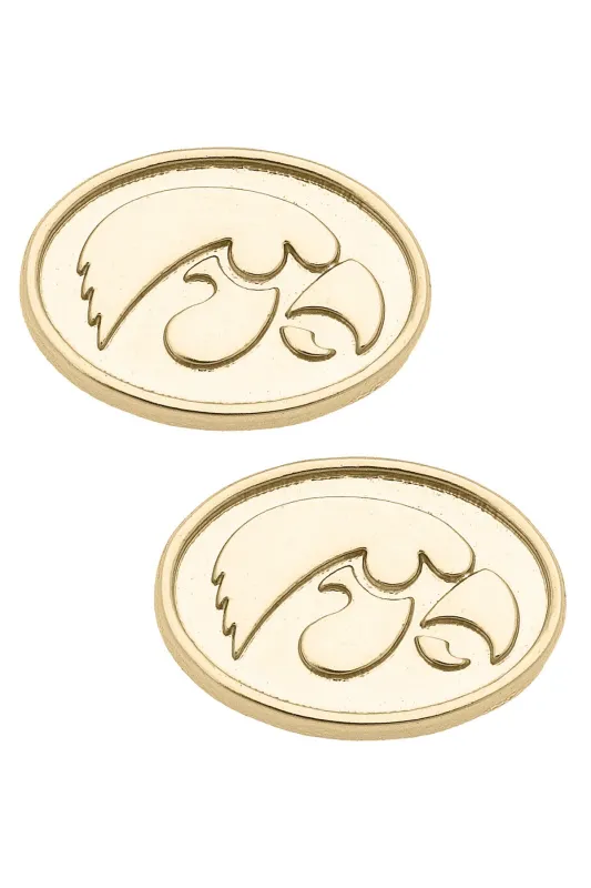 Iowa Hawkeyes 24K Gold Plated Stud Earrings sold by Canvas Style