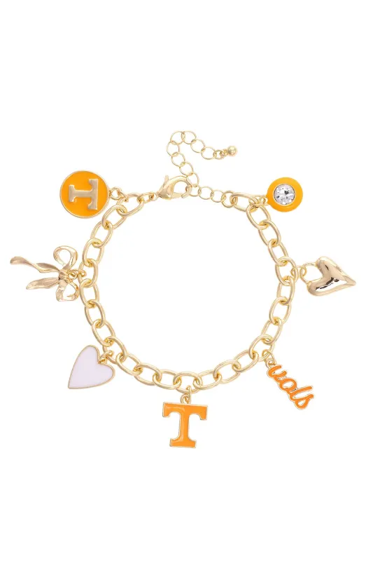 Tennessee Vols Enamel Icons Charm Bracelet in Shiny Gold sold by Canvas Style