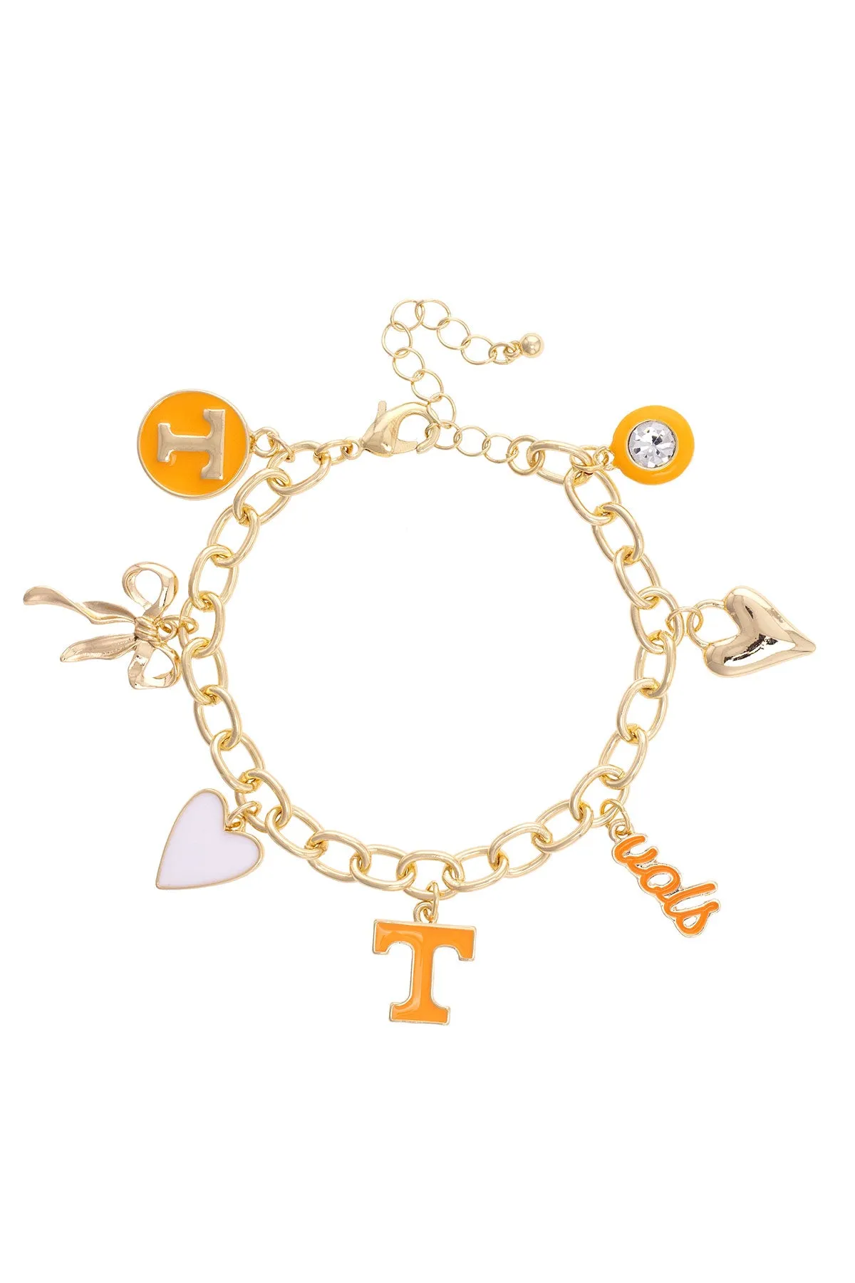Tennessee Vols Enamel Icons Charm Bracelet in Shiny Gold sold by Canvas Style