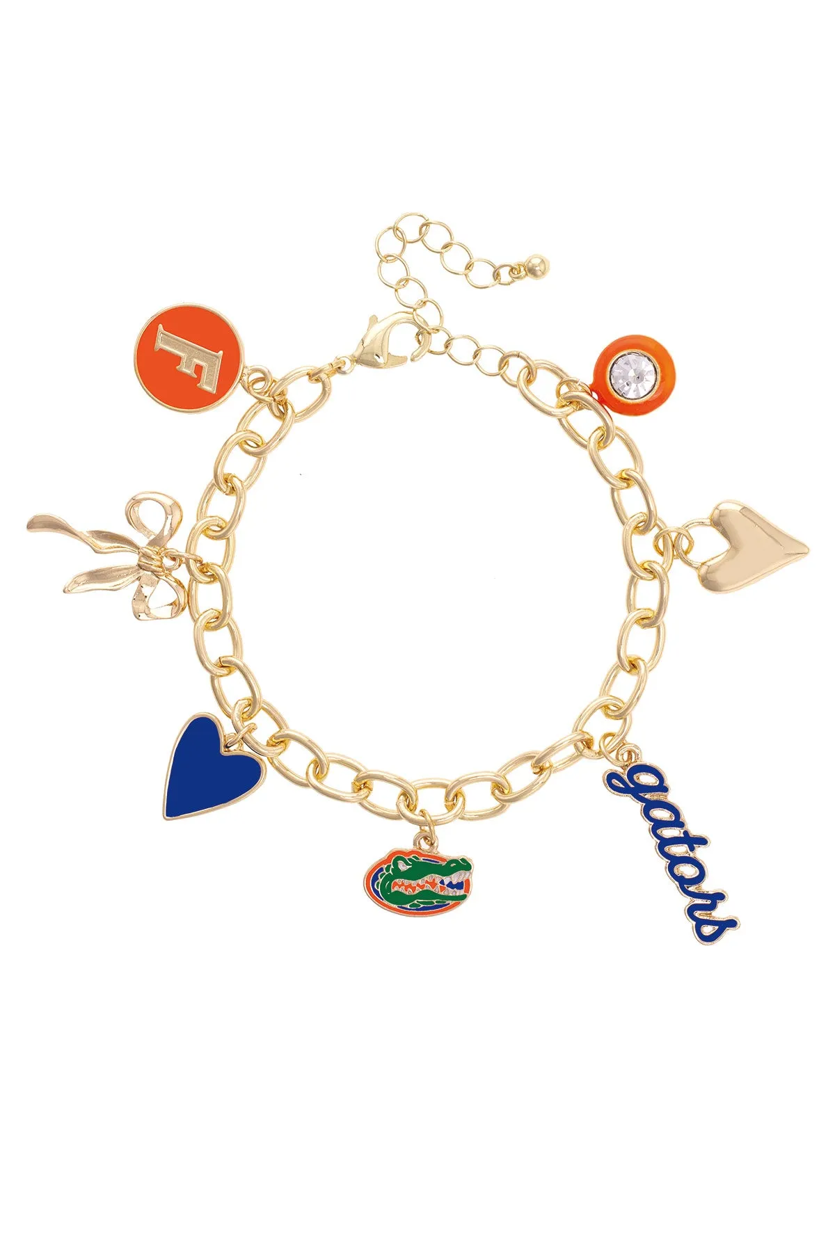 Florida Gators Enamel Icons Charm Bracelet in Shiny Gold sold by Canvas Style