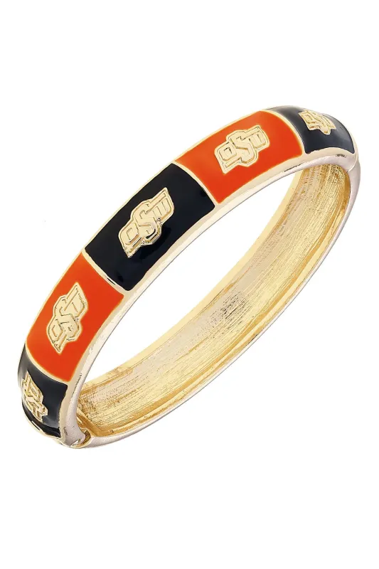 Oklahoma State Cowboys Enamel Checkered Hinge Bangle sold by Canvas Style
