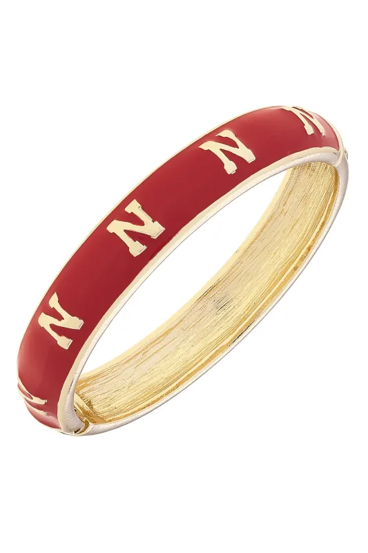 Nebraska Cornhuskers Sculpted Enamel Logo Hinge Bangle in Red sold by Canvas Style