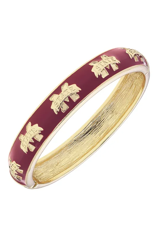 Mississippi State Bulldogs Sculpted Enamel Logo Hinge Bangle in Maroon sold by Canvas Style