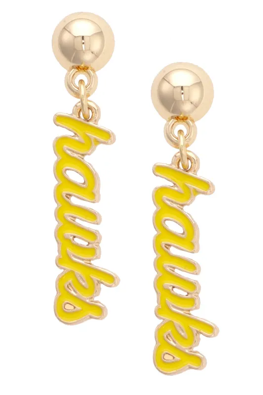 Iowa Hawkeyes Enamel Script Earring in Shiny Gold sold by Canvas Style