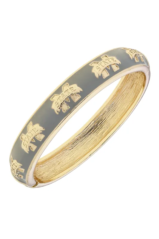 Mississippi State Bulldogs Sculpted Enamel Logo Hinge Bangle in Gray sold by Canvas Style