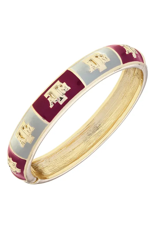 Texas A&M Aggies Sculpted Enamel Checkered Hinge Bangle sold by Canvas Style