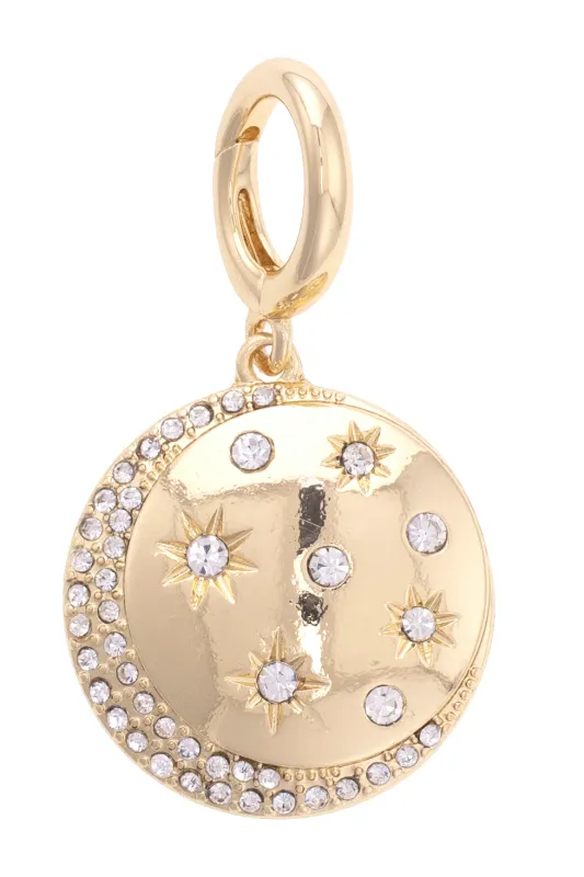 Rhinestone Celestial Coin Pendant Charm in Shiny Coin sold by Canvas Style