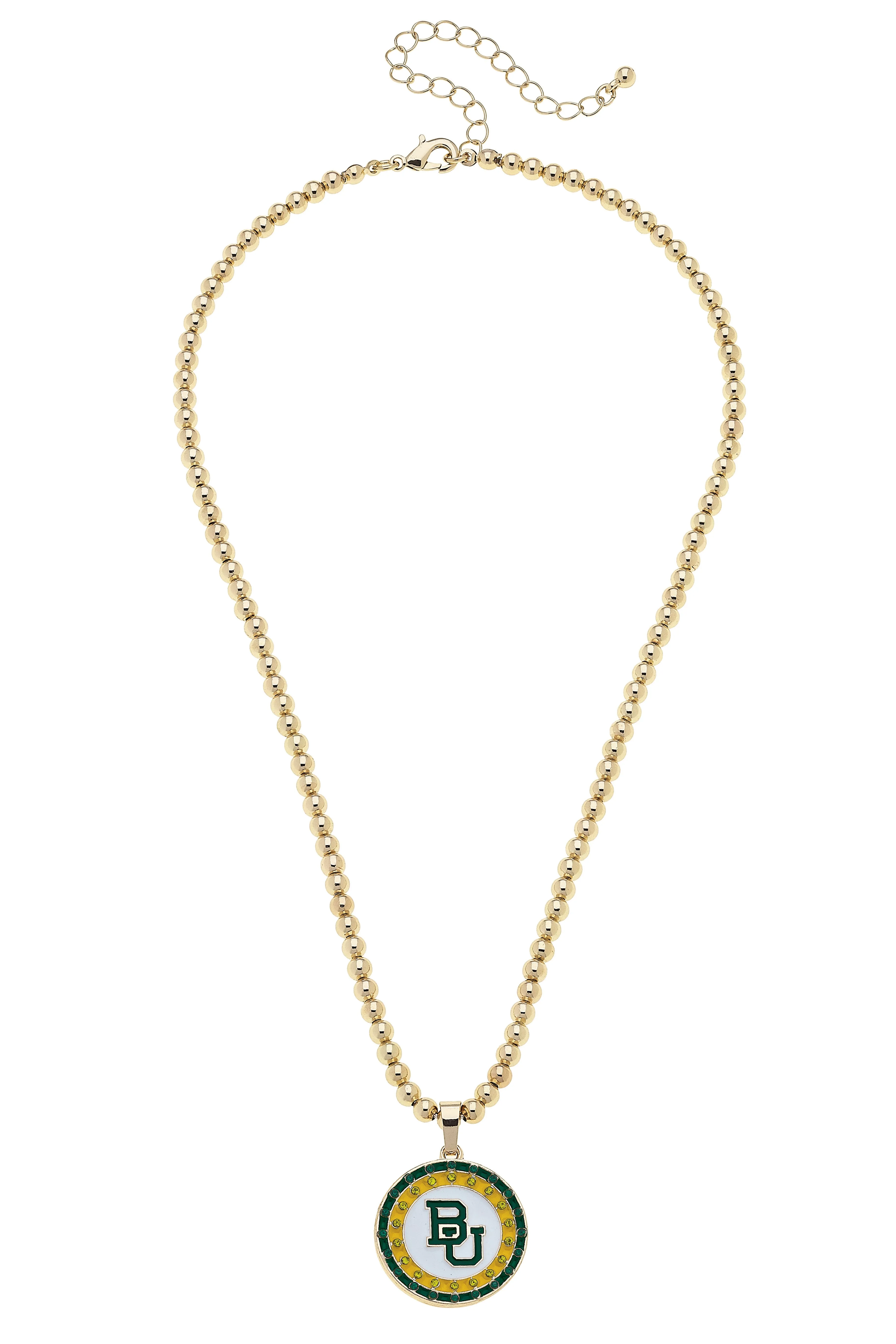 Baylor Bears Pave Disc Necklace in Shiny Gold sold by Canvas Style