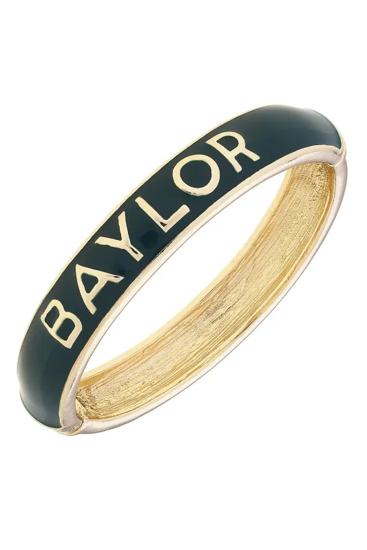 Baylor Bears Sculpted Enamel Hinge Bangle in Green sold by Canvas Style