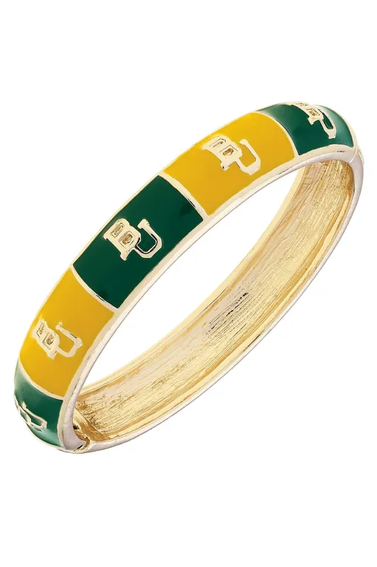 Baylor Bears Sculpted Enamel Checkered Hinge Bangle in Green/Gold sold by Canvas Style