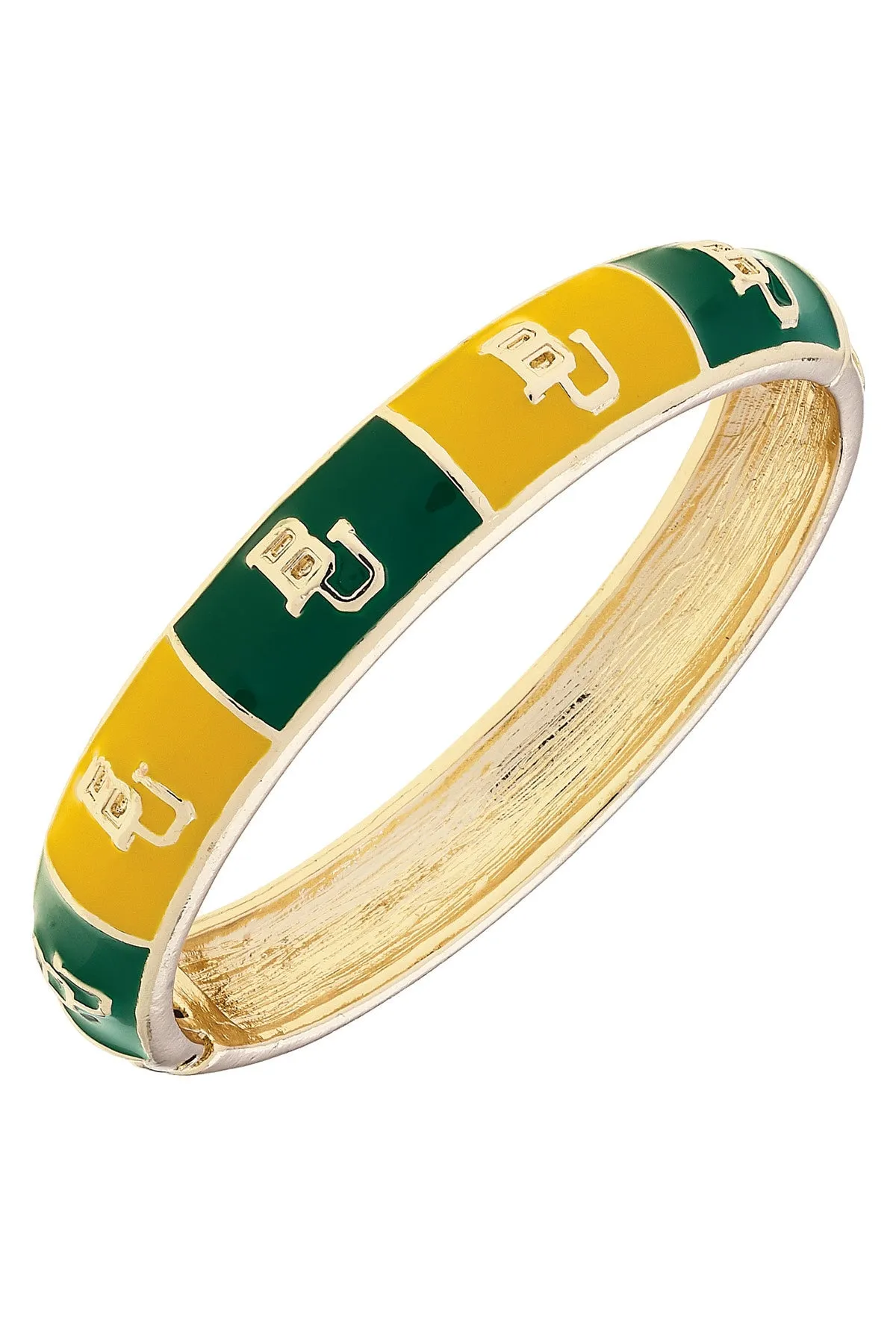 Baylor Bears Sculpted Enamel Checkered Hinge Bangle in Green/Gold sold by Canvas Style