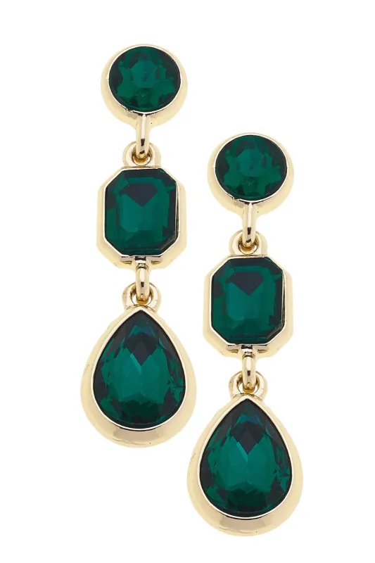 Daphne Rhinestone Linked Earrings in Emerald sold by Canvas Style