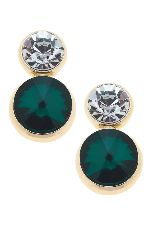 Effie Rhinestone Drop Earrings in Emerald sold by Canvas Style