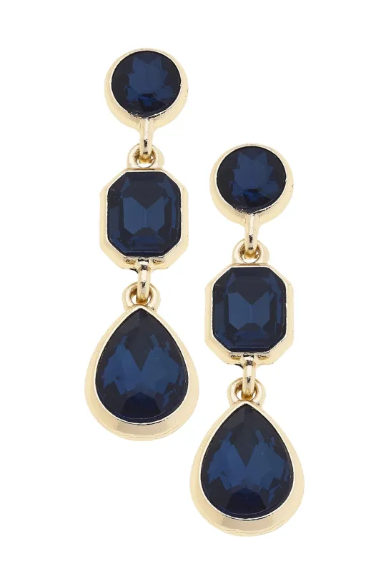 Daphne Rhinestone Linked Earrings in Navy sold by Canvas Style