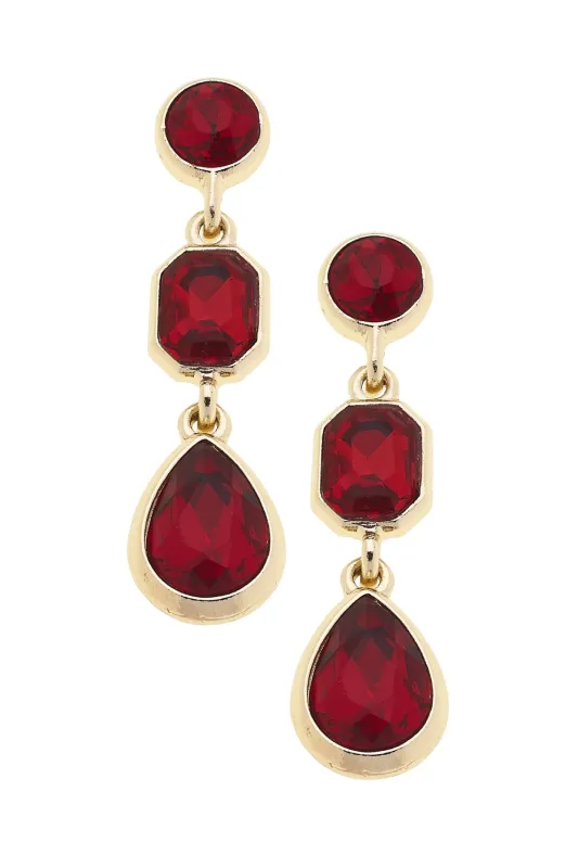 Daphne Rhinestone Linked Earrings in Red sold by Canvas Style