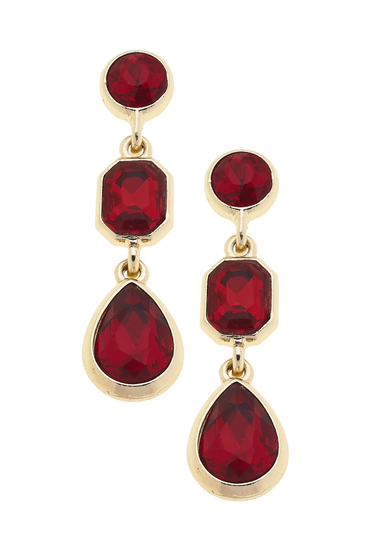Daphne Rhinestone Linked Earrings in Red sold by Canvas Style