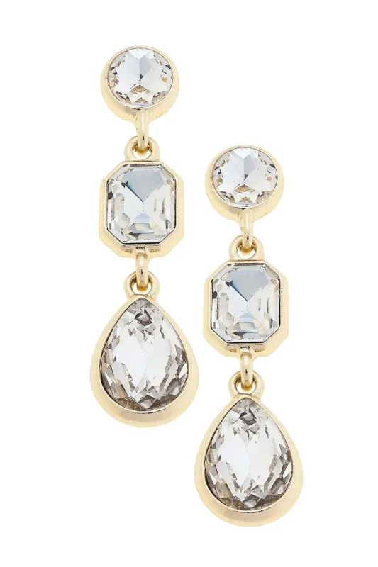 Daphne Rhinestone Linked Earrings in Clear sold by Canvas Style