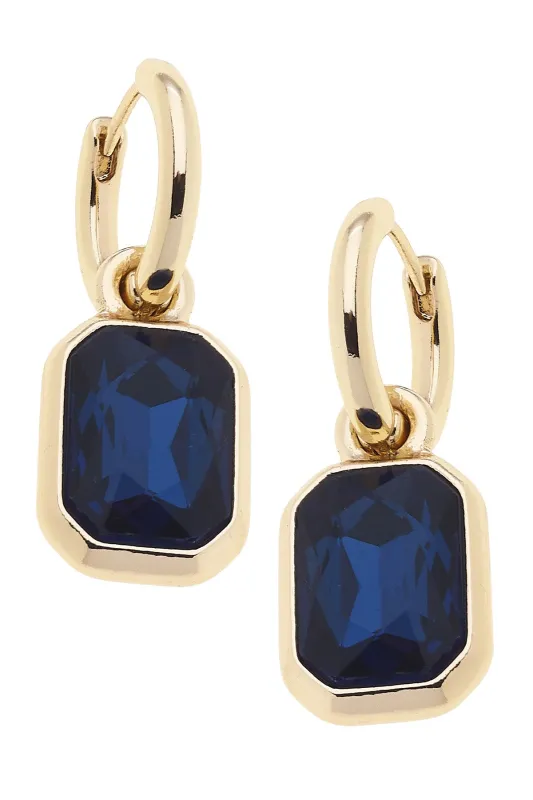 Reagyn Rhinestone Drop Hoop Earrings in Navy sold by Canvas Style