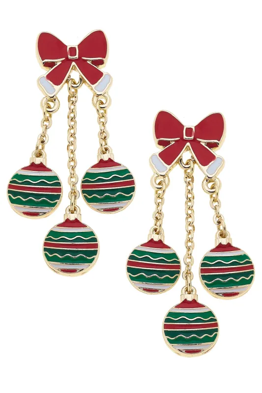 Deck The Halls Enamel Earrings in Red & Green sold by Canvas Style