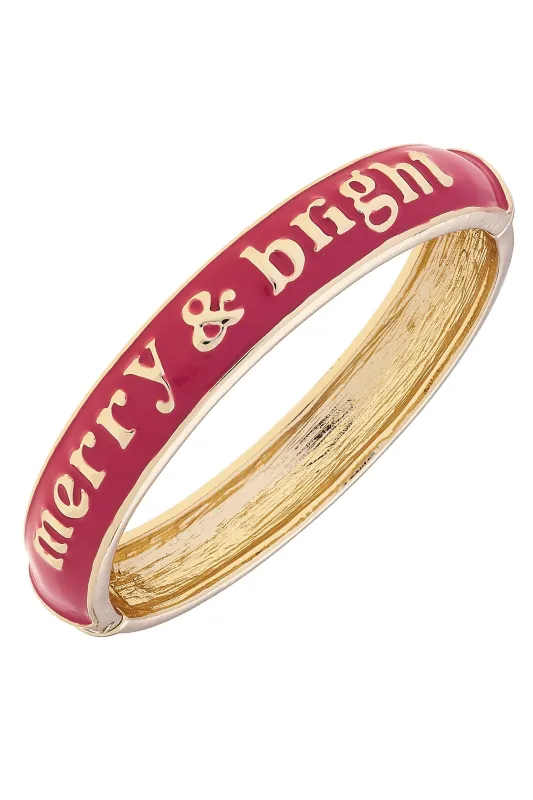 Merry & Bright Enamel Hinge Bangle in Fuchsia sold by Canvas Style