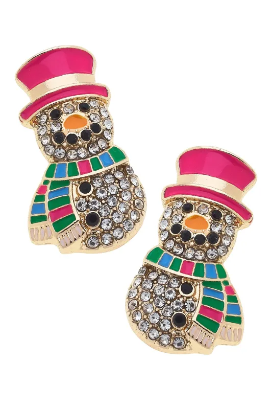 Pavé Snowman Stud Earrings in Multi sold by Canvas Style