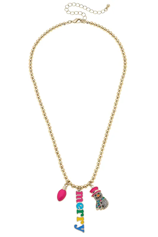 Very Merry Charm Necklace in Shiny Gold sold by Canvas Style