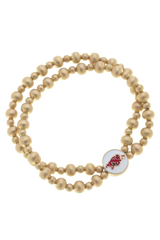 Arkansas Razorbacks 2-Row Ball Bead Stretch Bracelet sold by Canvas Style