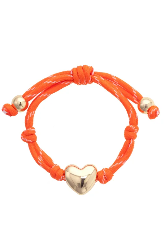 Blaine Puffy Heart Paracord Bracelet in Orange sold by Canvas Style