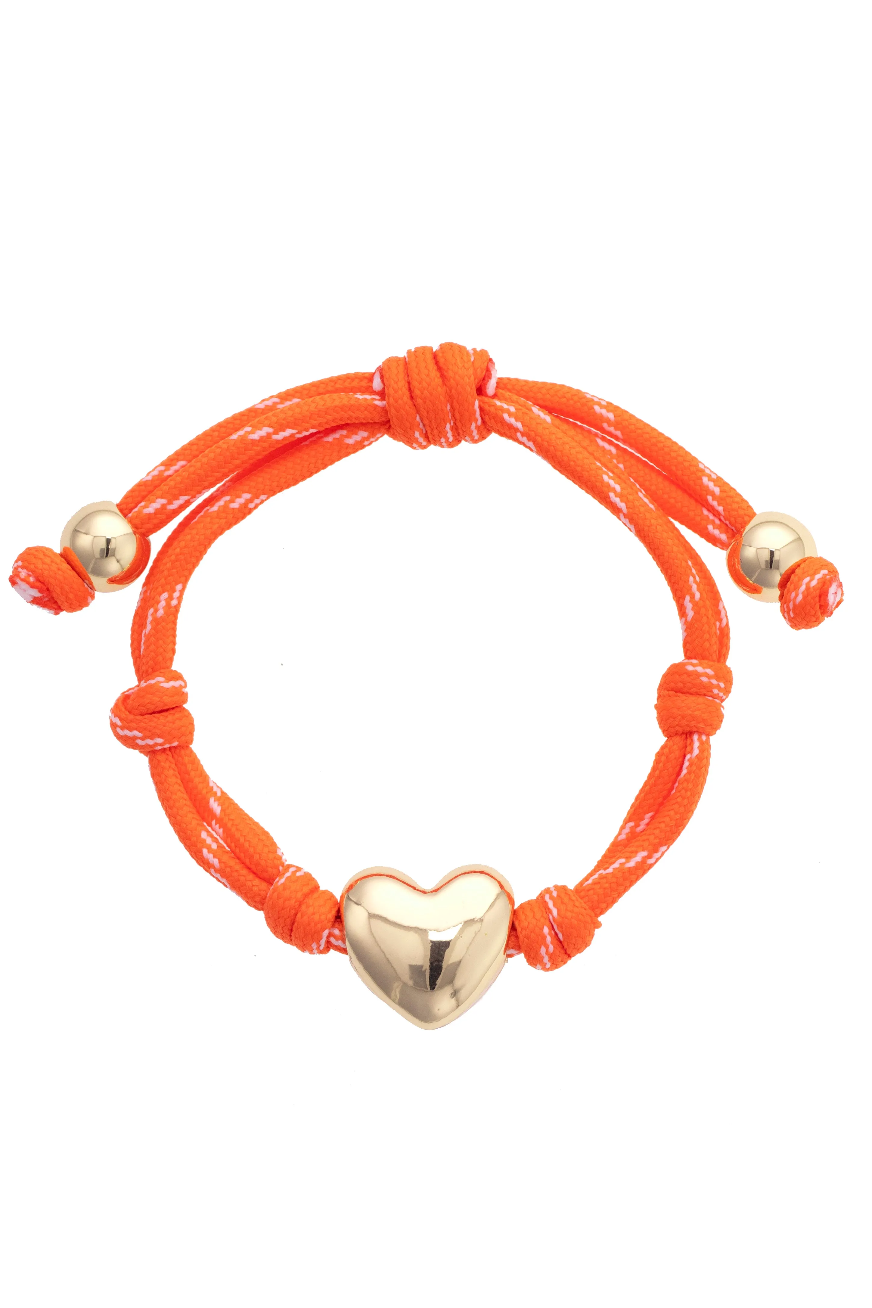 Blaine Puffy Heart Paracord Bracelet in Orange sold by Canvas Style
